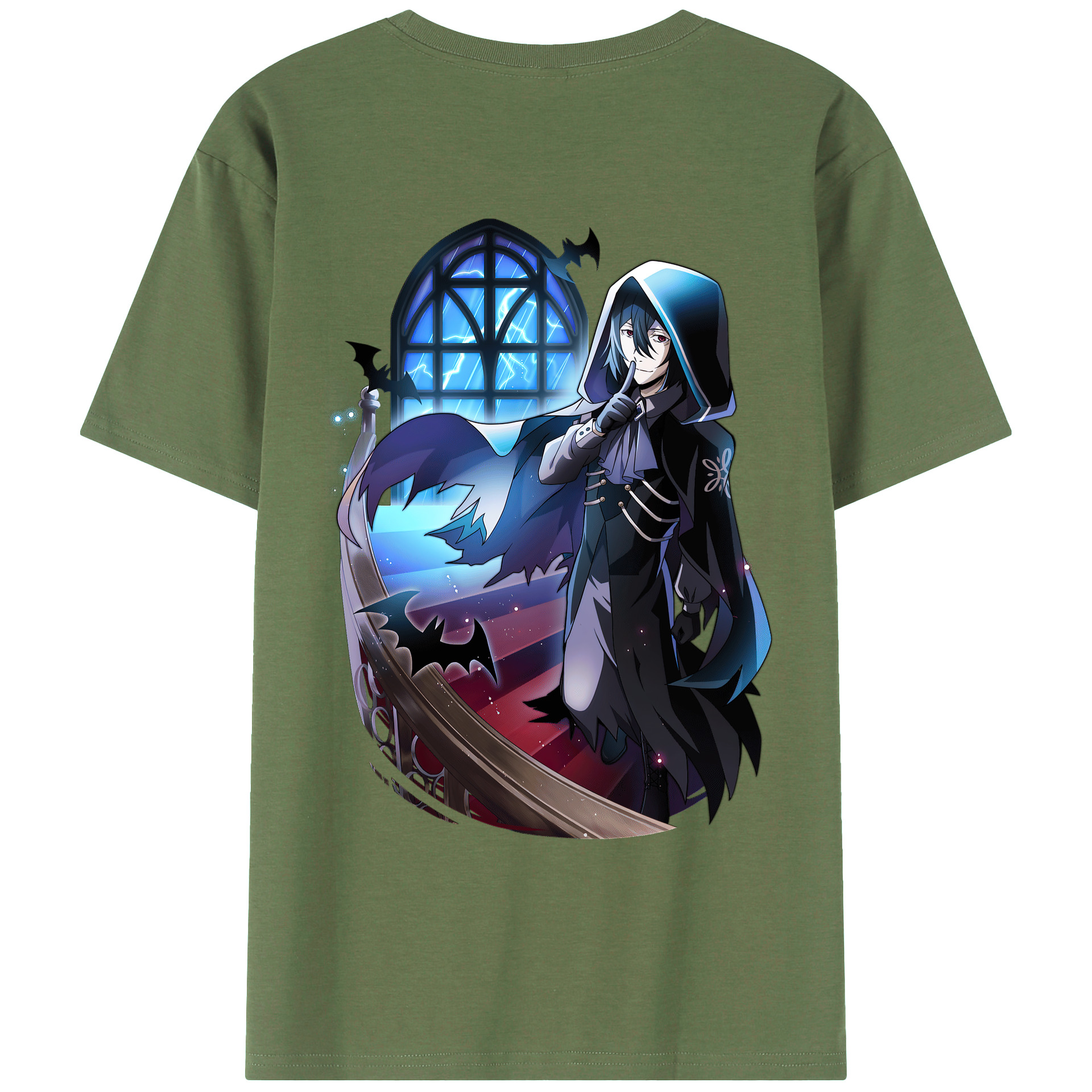 （画像用） 文豪ストレイドッグス Bungo Stray Dogs 綿100％ メンズ半袖Tシャツ（バックプリント） 通気性